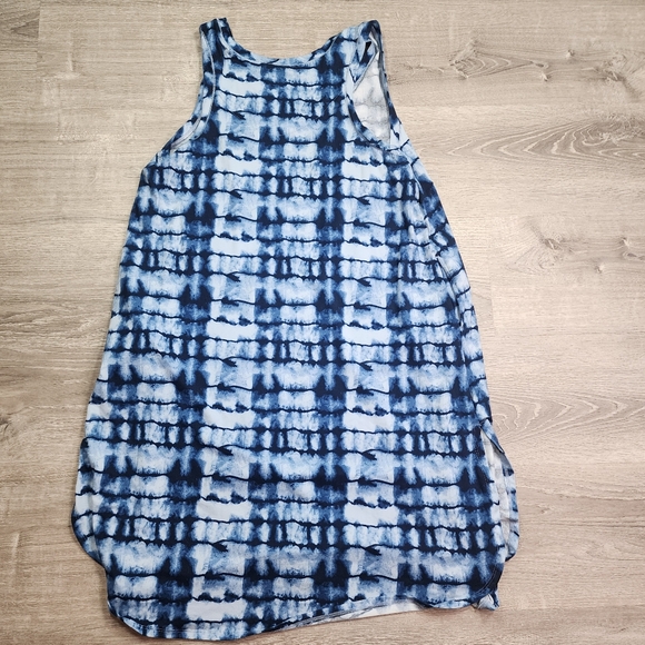 ELLEN TRACY Blue White Tank Dress Tie Dye Pattern Sleeveless XL - Picture 9 of 10